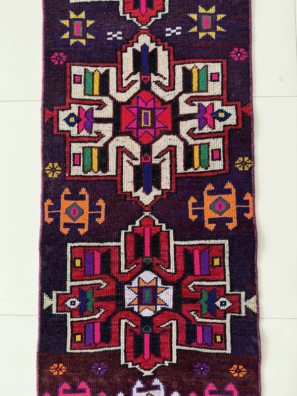 Vintage Handmade Wool Bohemian Oushak Runner Rug, 2x9 Ft Turkish Colorful Carpet gallery