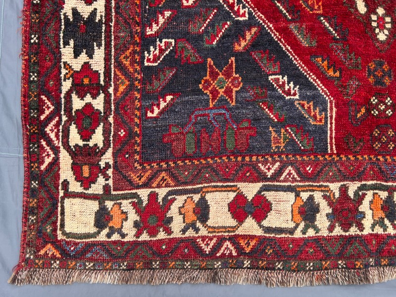 4'9x6'9 ft Caucasian Vintage Hexagonal Medallion Geometric Handknotted Wool Rug gallery