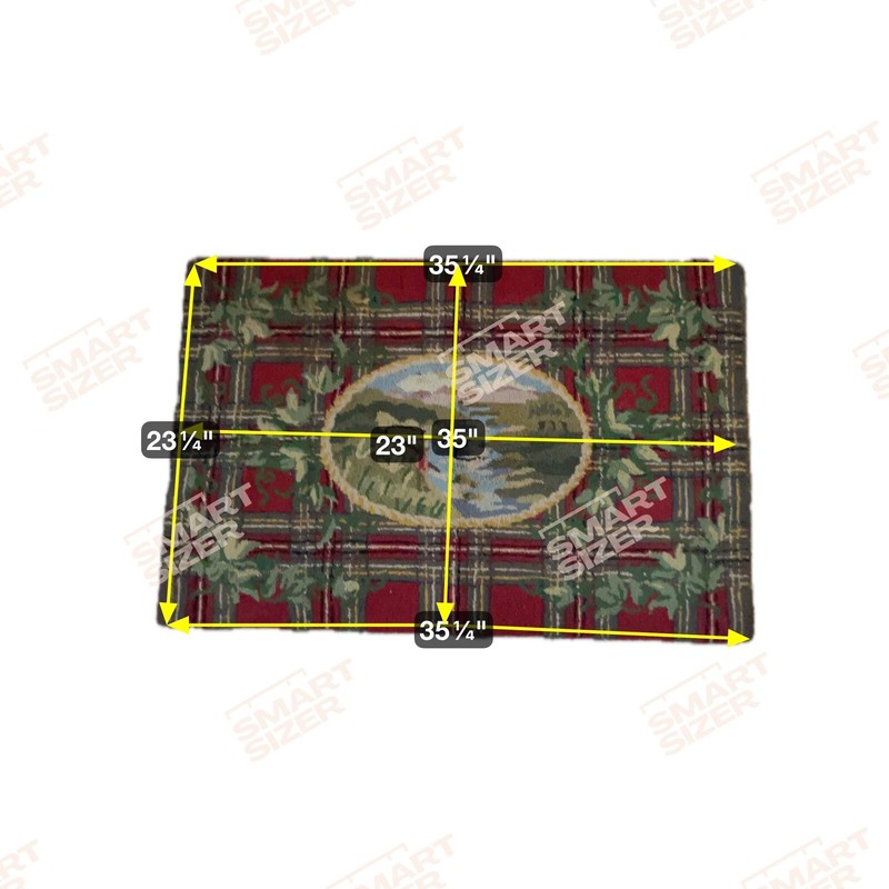 2 x 3 100% Wool Rug Embroidered Plaid Landscape Lake and Mountains Greenery gallery