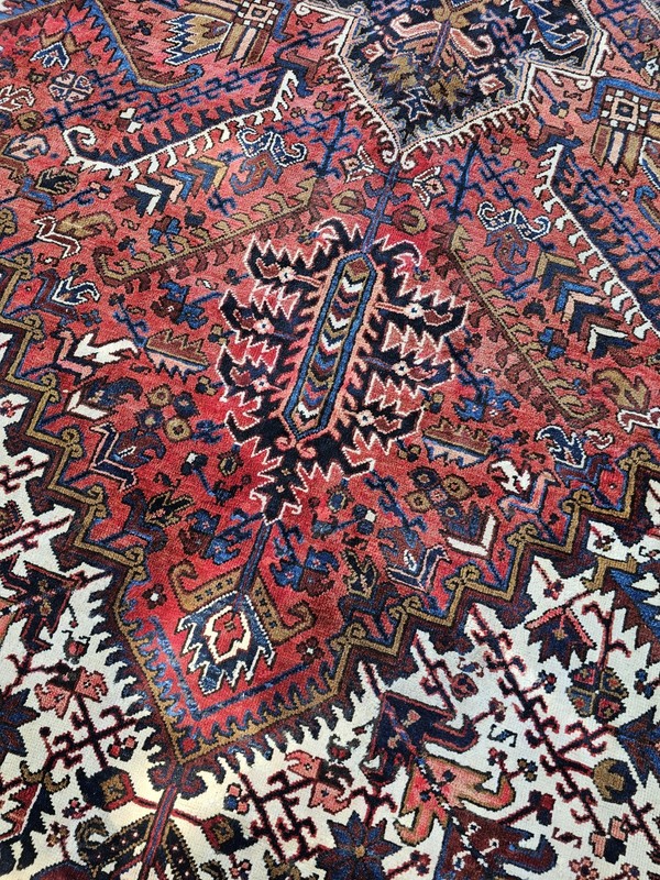 11 x 19.6 ANTIQUE VEG DYE FINE HERIZ VINTAGE SERAPI USHAK KAZAK CAUCASIAN gallery