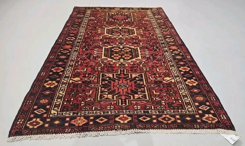 Antique Heriz Karajeh hand-woven wool carpet Oriental carpet 3'6" X 5'3" gallery
