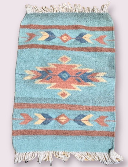 Southwest Vintage Authentic Mexican Hand-Woven Rugs Table Runner Decor 20 x 14” gallery