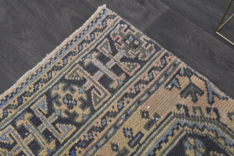 Vintage Turkish Runner Rug 2x11ft Wool Anatolian Handmade Hallway Oushak YELLOW gallery