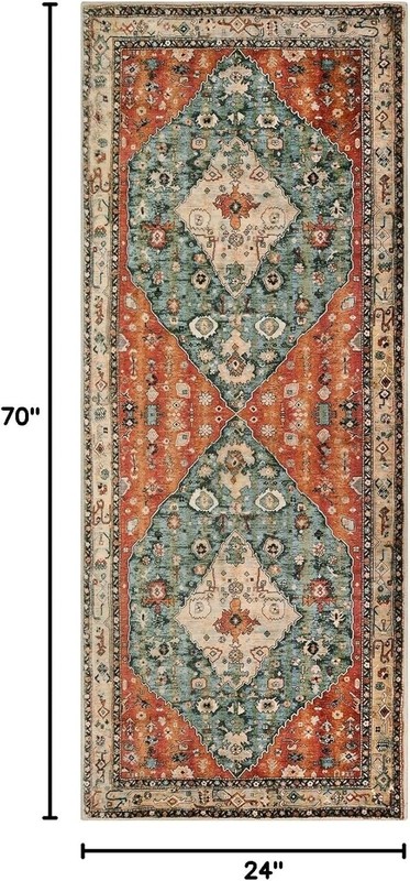 Boho Washable Runner Rug 2x6ft - Non Slip Hallway Carpet`/`` gallery