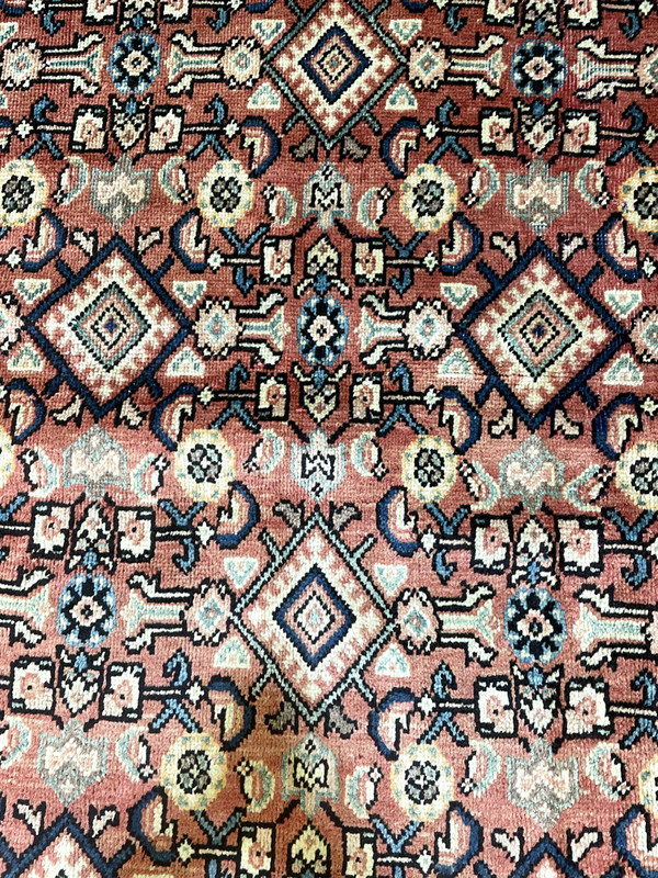 Antique Oriental Hand-Knotted Wool Area Rug Terracotta/Beige/Blue 8'11" x 12'7" gallery