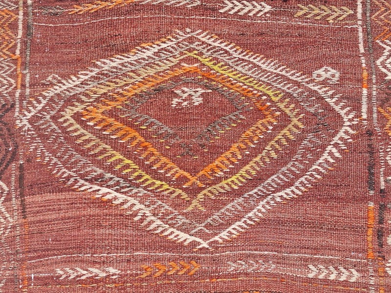 1950s Primitive Kilim Art, Turkish Hand Woven Area Rug, Bohemian Nomad Textile gallery