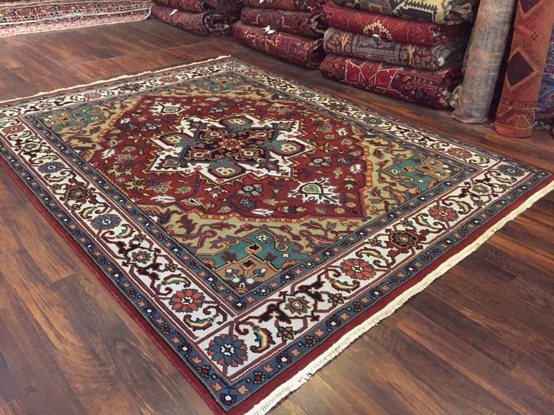 Sale Genuine Hand Knotted Indo Oushak Heriz Geometric Area Rug Carpet 8’x10’4,79 gallery