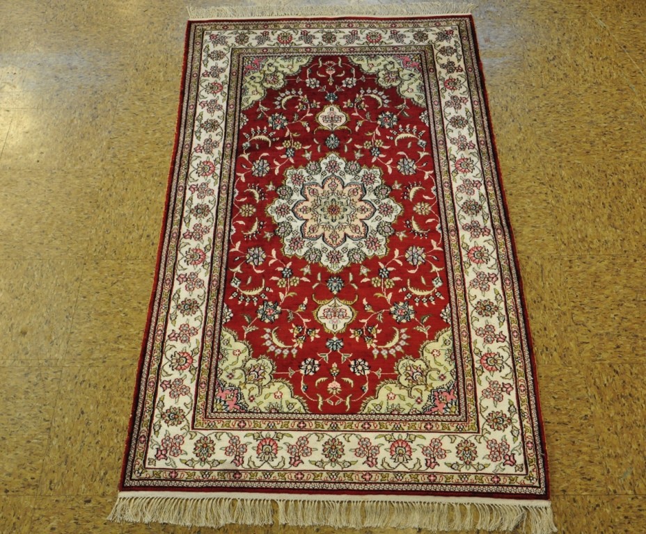 Red - Ivory Rug Sales? Hand-Knotted Carpet 3x5 Living Room Silk PIX-28784 gallery
