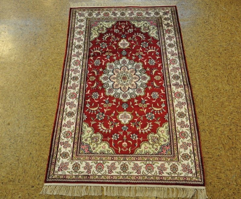 Red - Ivory Rug Sales? Hand-Knotted Carpet 3x5 Living Room Silk PIX-28784 gallery
