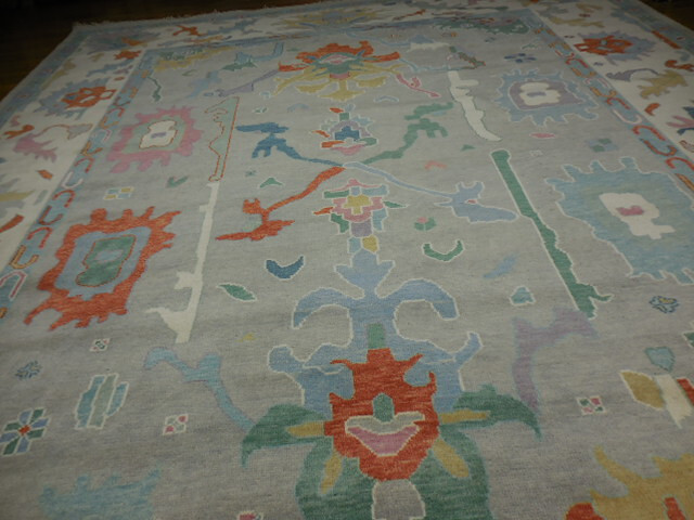Turkish Oushak Rug, Modern Multicolored Area Rug 12x15, Handmade Rug gallery