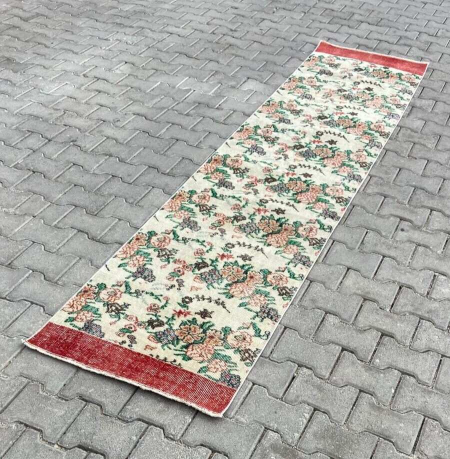 Turkish Runner Rug, 2x10 ft Floral Red Rug, Rug For Hallway, Vintage Runner Rug gallery