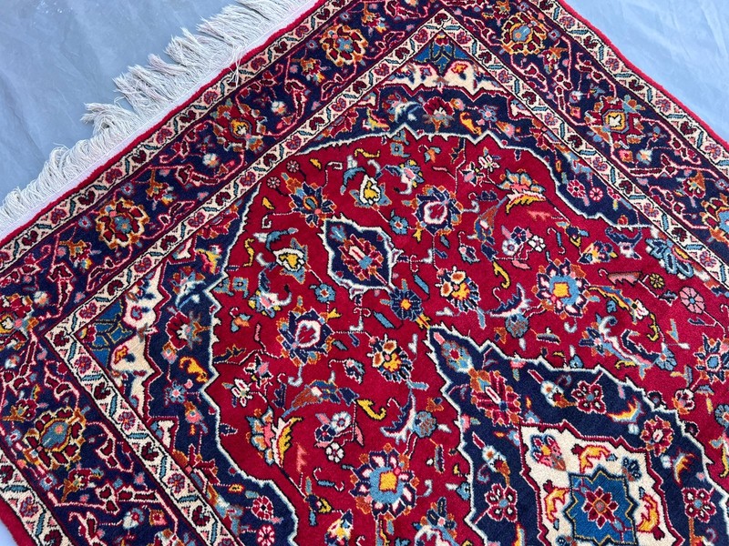 Red Caucasian Rug 3'8x5'5 Hand Knotted Wool Floral Medallion Turkish Vintage rug gallery