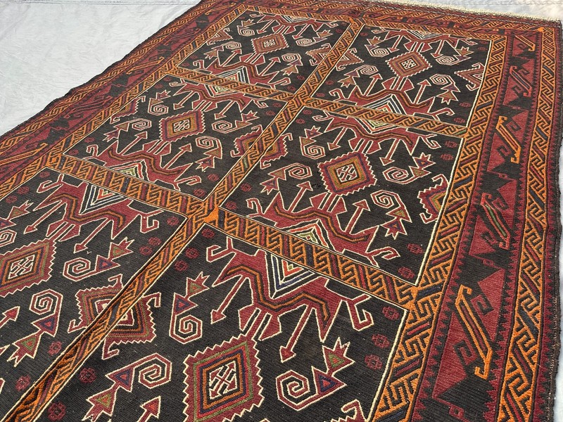 4'10 x 7'2 ft Vintage Hand Woven Maldari Kilim Rug Tribal Flat Weave Decor Rug gallery
