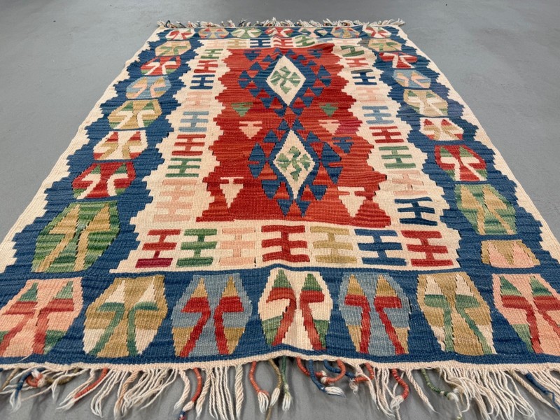 Large Vintage Turkish Kilim Rug 160x112 cm Wool Kelim Medium 2519 gallery