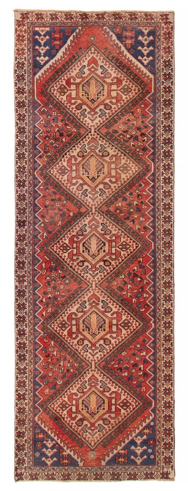 3'2" x 9'2" Vintage Hand-knotted Runner Rug Traditional Oriental Wool Carpet