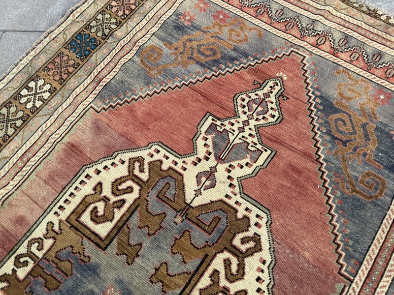 Vintage Turkish Oushak Rug 5.3x9.3 ft Dusty Rose Medallion Area Rug gallery