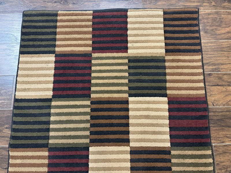 Vintage Power Loomed Rug 3.6 x 5, Brown Beige Black Tan, Box Design gallery