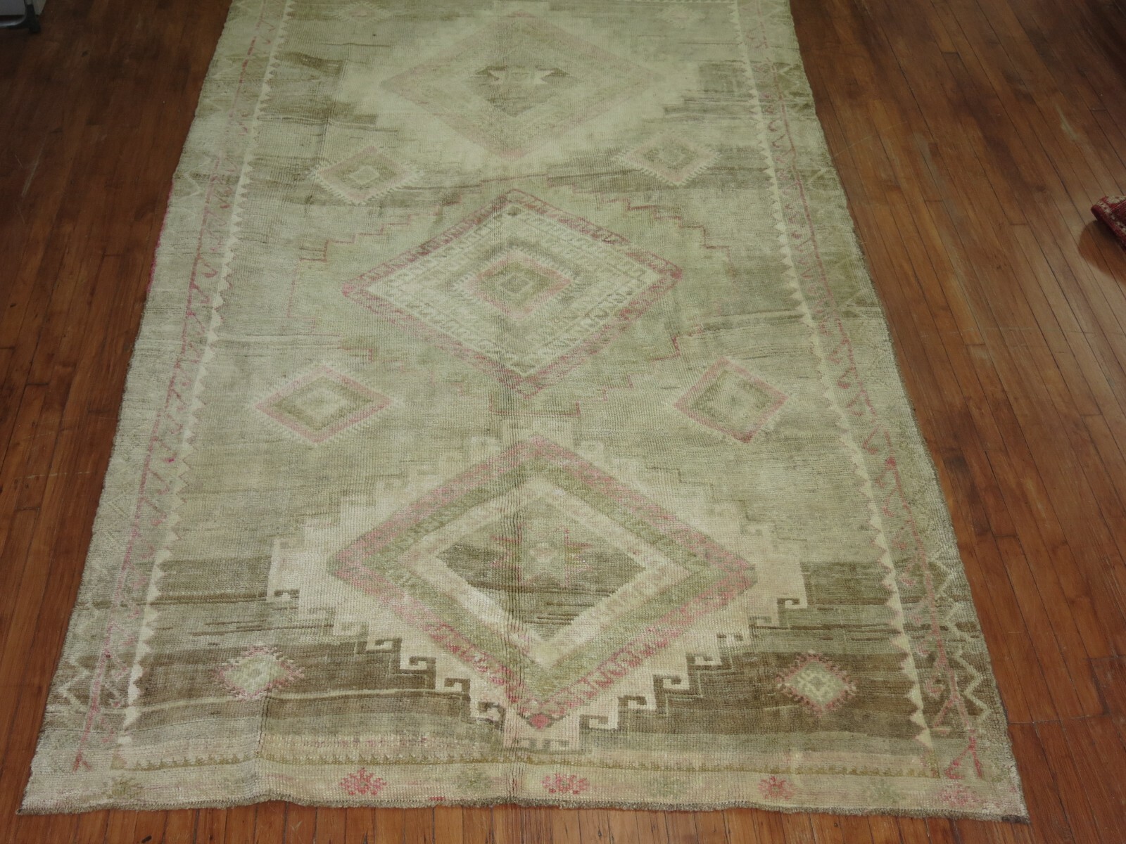 Vintage Golden Turkish Ushak Oushak Kars Gallery Rug Size 6'7"x11'2'' gallery