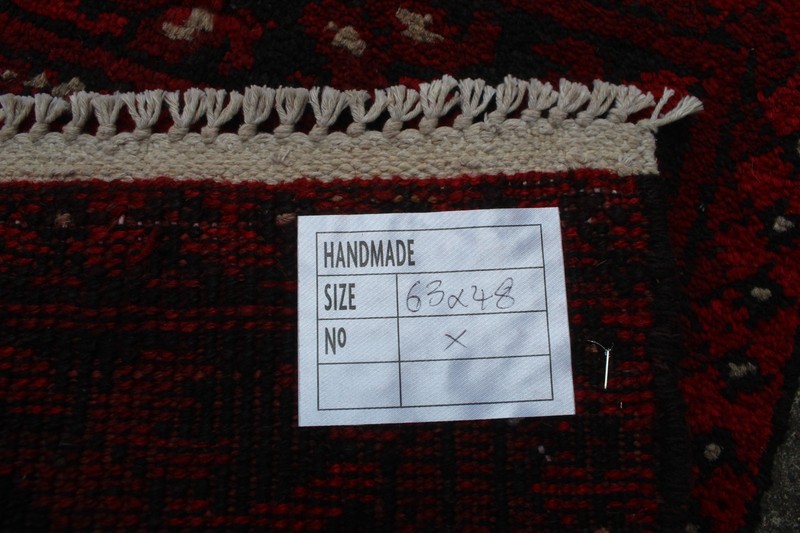 Vintage Hand Made Traditional Rug Oriental Wool Red Small Rug 63x48cm gallery