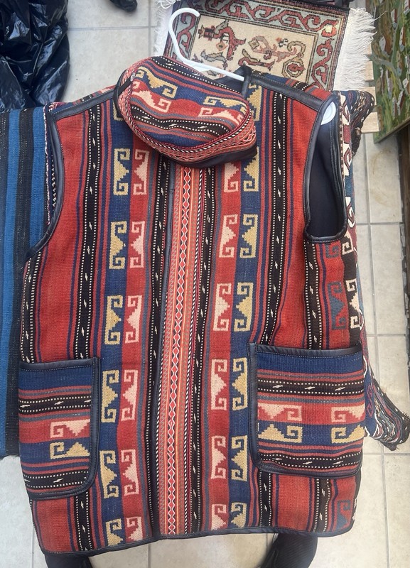 19th Century Original Antique handmade Kilim Jacket And Hat gallery