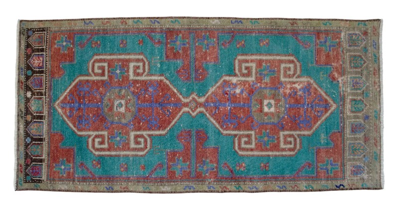 Wool Door Mat, Vintage Turkish Rug Handmade Small Rug, Kitchen Rug 2x4 ft approx gallery