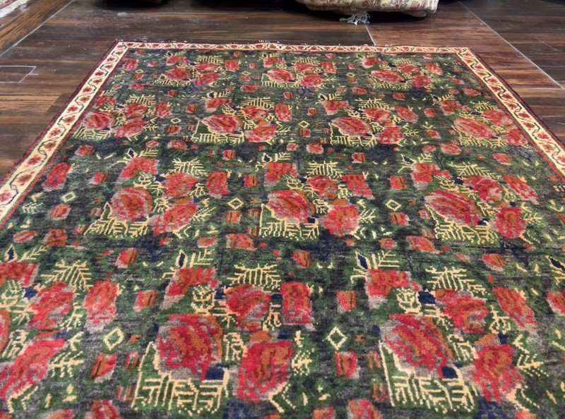 Veg. dye S.Antique Hand Knotted Vintage Tribal Geometric Area Rug 4’x6’3,2079 gallery