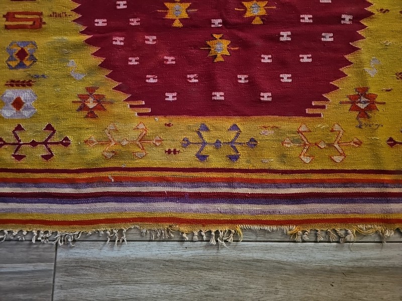 Antique Genuine Kilim Wool Rug 4 Ft. 3 Inches x 6 Ft. 10 Inches Hand Woven gallery