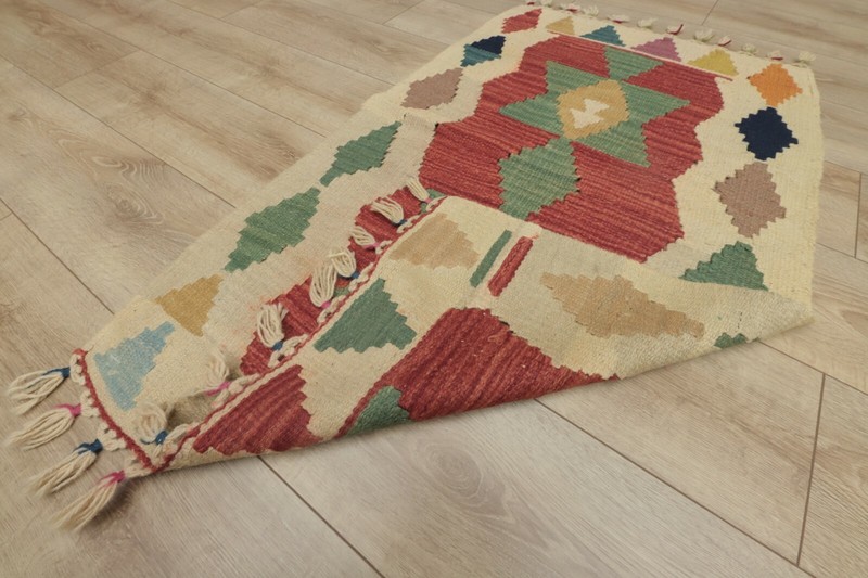 Cream Kilim Rug Traditional Cappadocia Handwoven Ethnic Nomadic Carpet 2x4 ft gallery