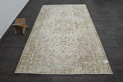 Oushak Turkish Vintage Rug 5×9 Kilim Rug Anatolian Handmade Boho Decor BEIGE