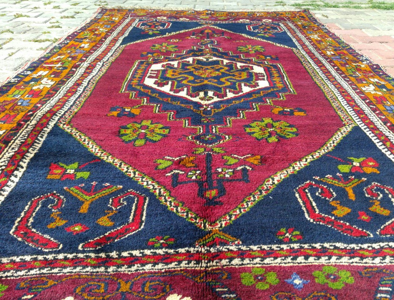 Antique 1900-1939s Wool Pile Tribal Area Rug 4' × 8' gallery