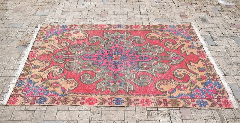 Turkish Rug 50''x84'' Vintage 4x7 Muted Color Oushak Pink AMAZING Rug 128x216cm gallery