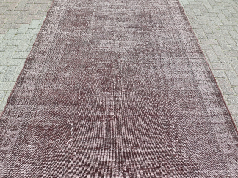 Vintage Turkish Rug, Handmade Floor Carpet, Large Brown Wool Modern Rug 68"x115" gallery
