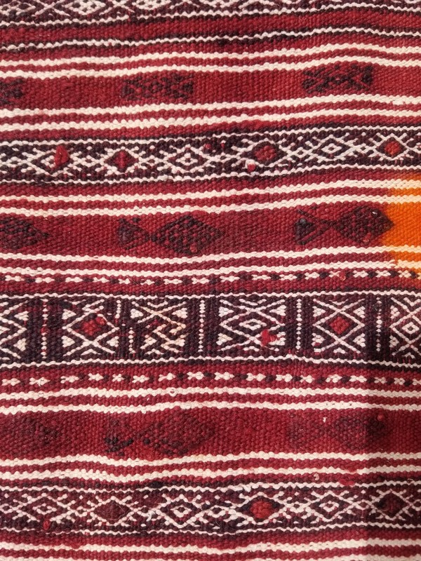 Vintage Traditional Handmade Tunisian Bakhnoug Wool Multi Kilim Rug 8.3x3.6ft gallery