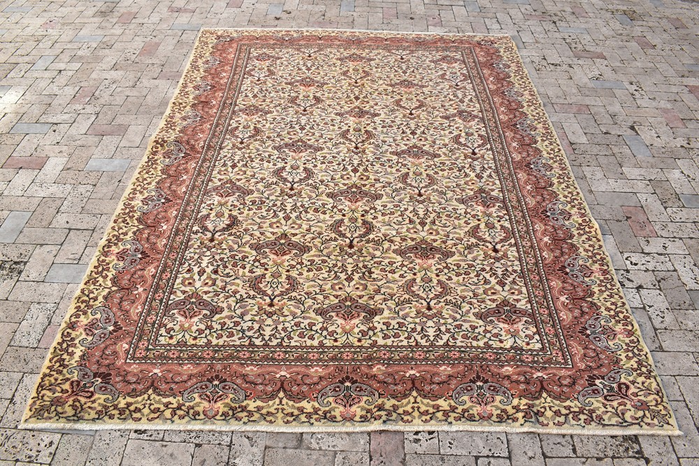 Turkish Rug 78''x113'' Bunyan Carpet Vintage 201x289cm Floral Decor Wool Rug 6x9