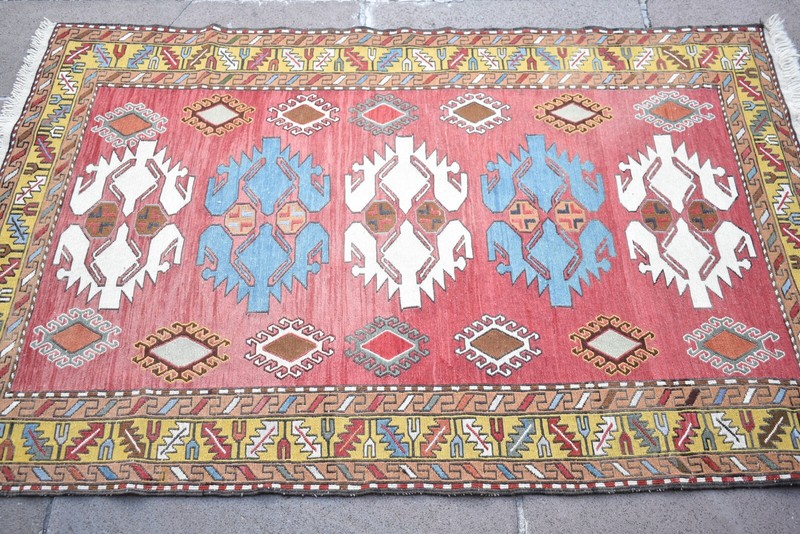 Caucasian Sumac Kilim 3'4'' x 5'1'' ft Shahsavan Sumak Kilim Fine Quality Rug gallery