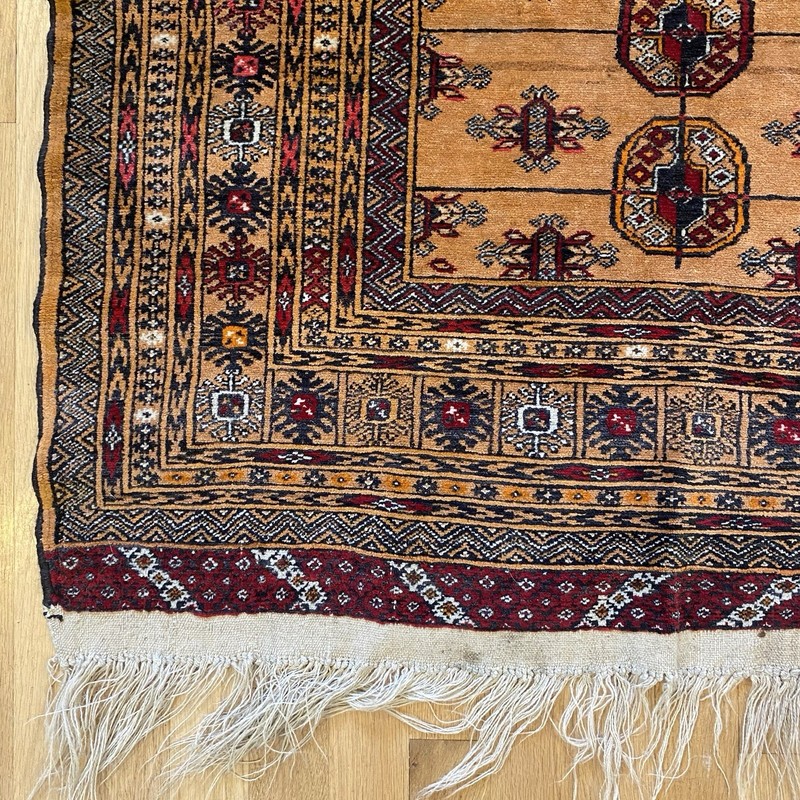Vintage Rug 3' x 4' 7 Hand Knotted Turkoman Gold Prayer Oriental Rug gallery