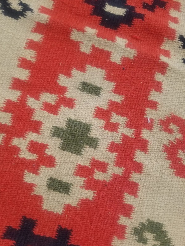 Fine Vintage Traditional Handmade Turkish Wool Multicolor Kilim 3.9x1.3 ft gallery