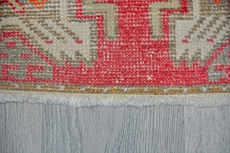 Vintage Turkish Oushak Rug 1'6x3'1 ft, Red Beige Vivid Colors, Tribal Modern Rug gallery