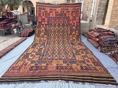 Terracotta Faded Kilim Rug 8’4×17′ Turkish Navajo Tribal Boho Flatweave vintage