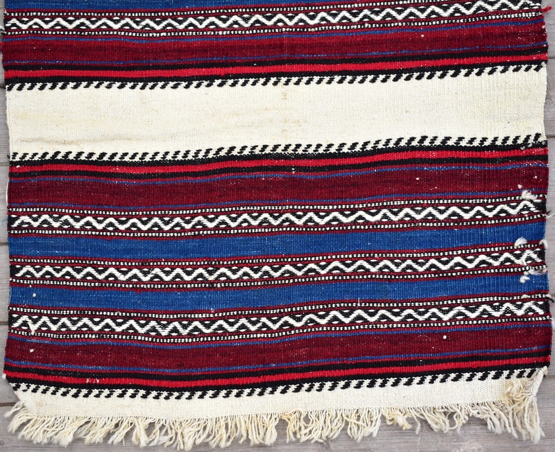 Turkish Kilim 24''x41'' Handwoven Gaziantep Mini Cicim Kilim 63x105cm Chair Rug gallery