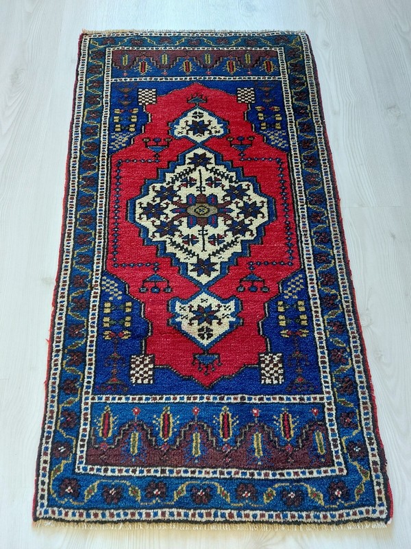2X4 High Quality Antique Oriental Carpet Rug, Blue Handmade Decor Rug Design Rug gallery