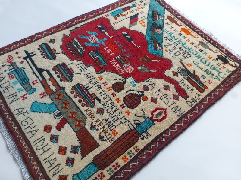 78x59 CM TRADITIONAL AFGHAN WAR RUG TRIBAL ART RUG Mini rug Handicrafts #85 gallery