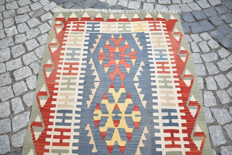 Vintage Turkish Kilim 3'5 x 5'9 ft. Anatolian Nomadic Woven Wool Kilim Area Rug gallery