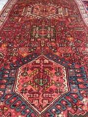 Original Tribal Karajeh Runner 3′.8″ x 11′.8″ Wool Red, Ivory, Blue and green