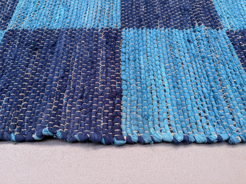 Vintage Swedish style Rug 315x330 cm Square, Checkerboard Chindi Rug, Schackruta gallery