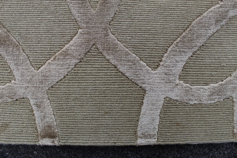 Vintage Traditional Hand Made Oriental Contemporary Wool Silk Grey Rug 61x61cm gallery