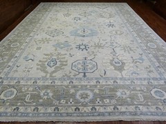 13’1″x17’8″ Light Gray, Velvety, Wool Hand Knotted, Oushak Oriental Rug