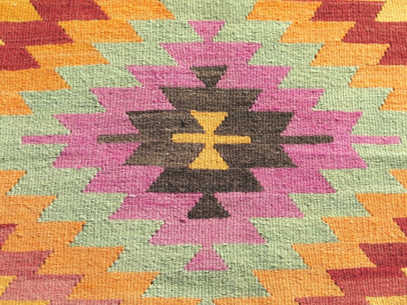 Antique Turkish Antalya Kilim, Large Rug, Handmade Wool Rug Carpet Tapis 80x108" gallery
