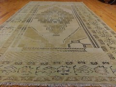 Lovely Antique Cr1900-1939s Muted Dyes Velvety Wool Pile Ushak Rug 4’7”x 8’8”