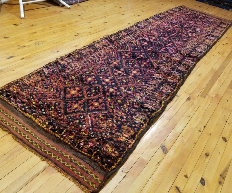 Exquisite Primitive Antique Cr1930-1939s Wool Pile Kurdish Runner Rug 3’10”x 11’ gallery